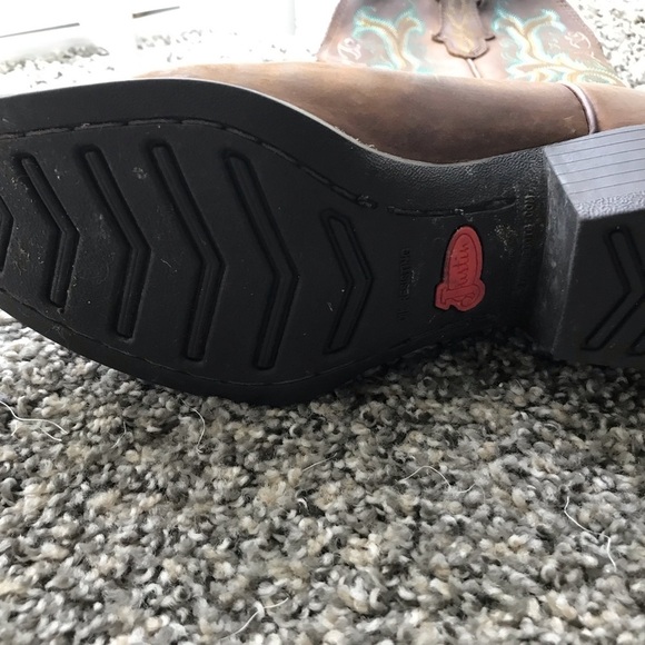 🤠Justin Durant Sorrel Apache/Turquoise Size 8 cowboy/cowgirl boot in GUC! - Picture 11 of 16